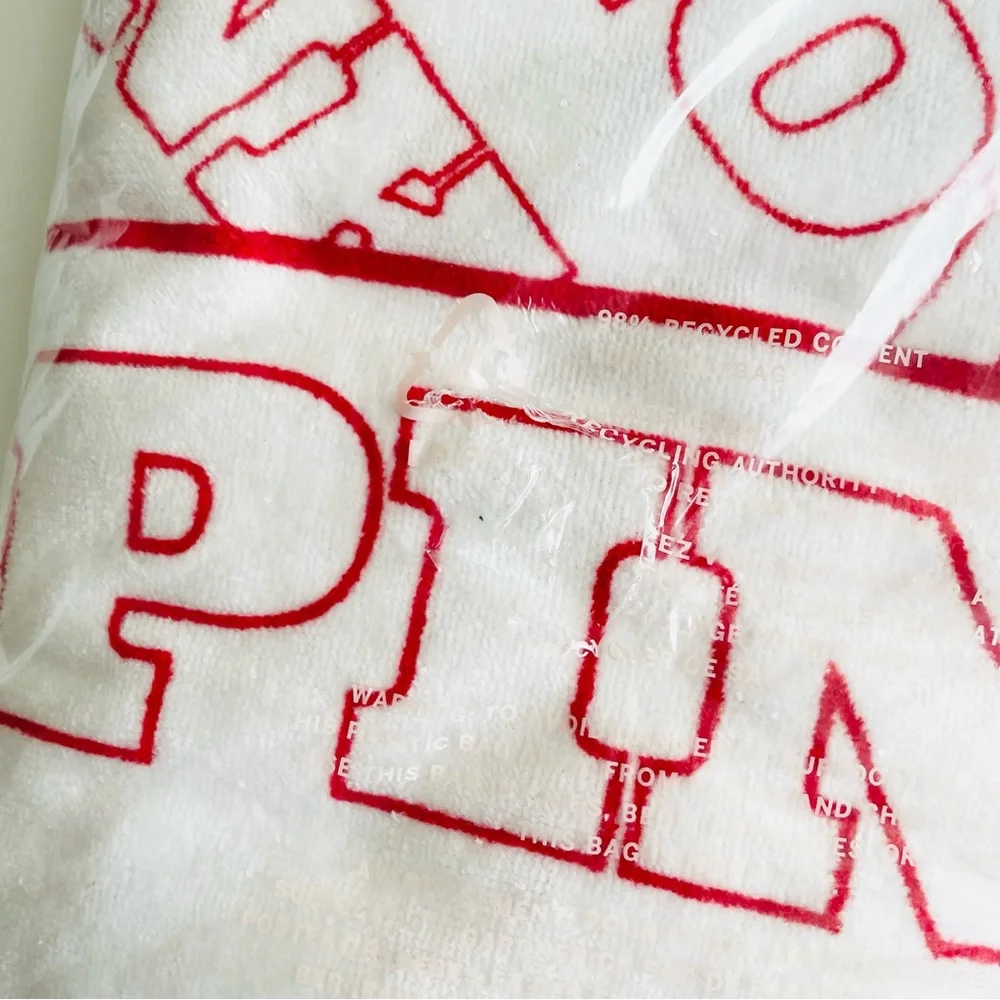 NEW Love PINK white and pink terry beach towel